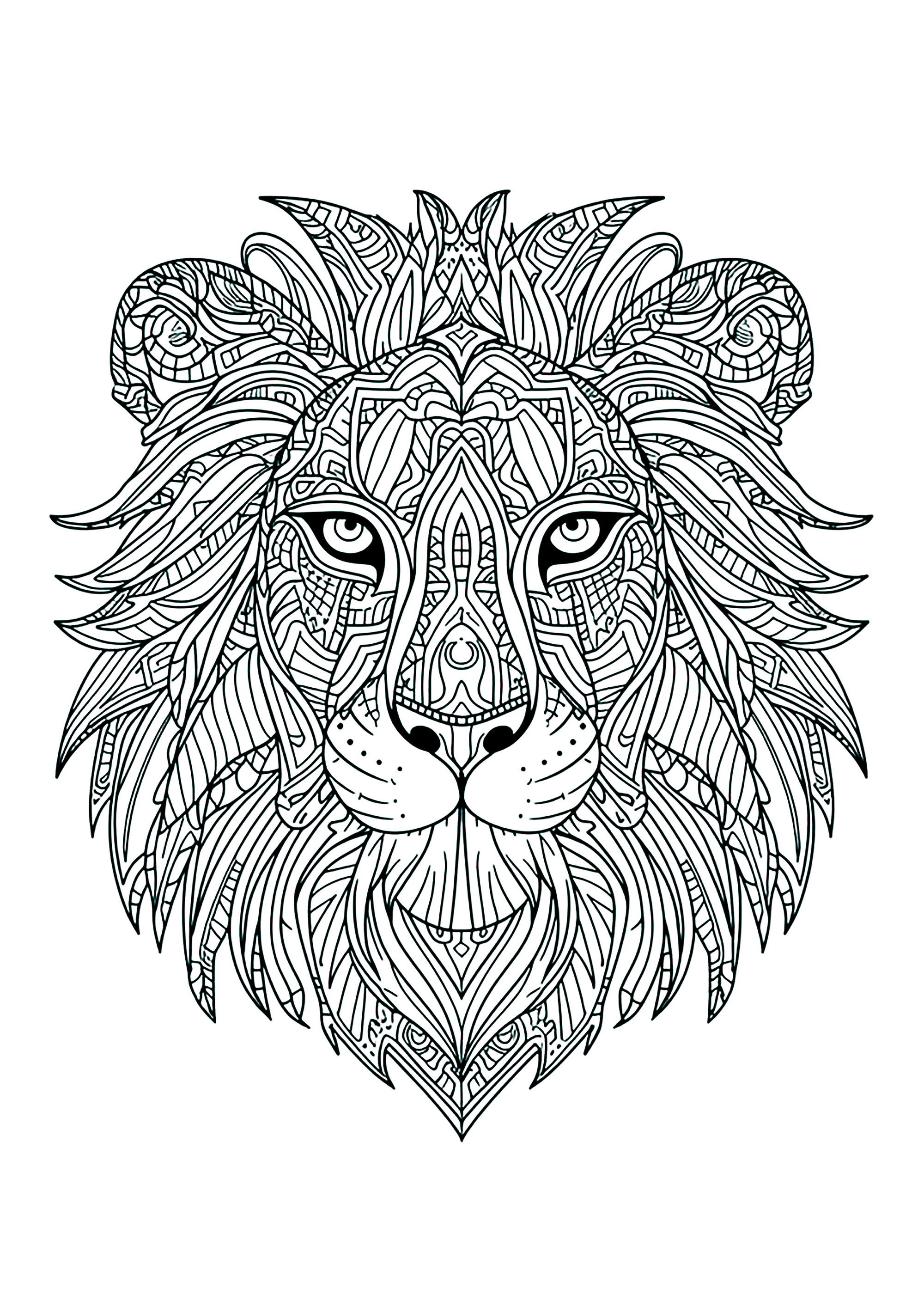 Löwenkopf mit vielen verschlungenen Motiven