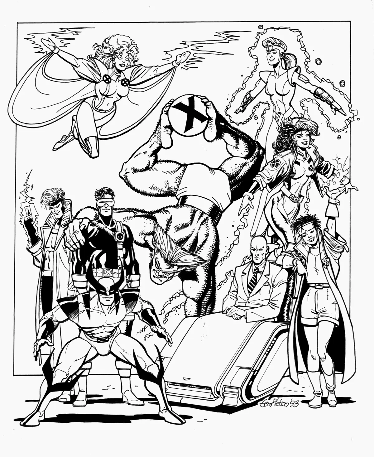X-men Superhelden (Ausmalbild von Bücher & Comics zum Ausdrucken und Ausmalen für Erwachsene)