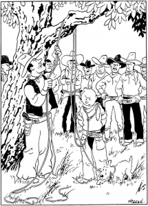 Szene aus Tim und Struppi in Amerika (Ausmalbild von Bücher & Comics)