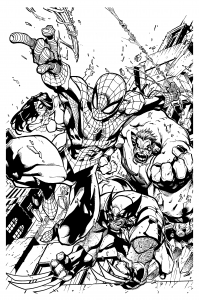 Spider-Man und Wolverine (Ausmalbild von Bücher & Comics)