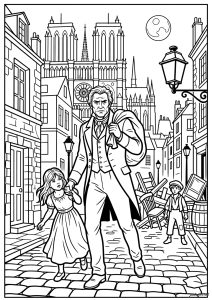 Jean Valjean und Cosette auf den Straßen von Paris - Die Elenden
