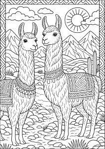 Ausmalbilder von Lamas zum Ausdrucken und Ausmalen für Erwachsene
