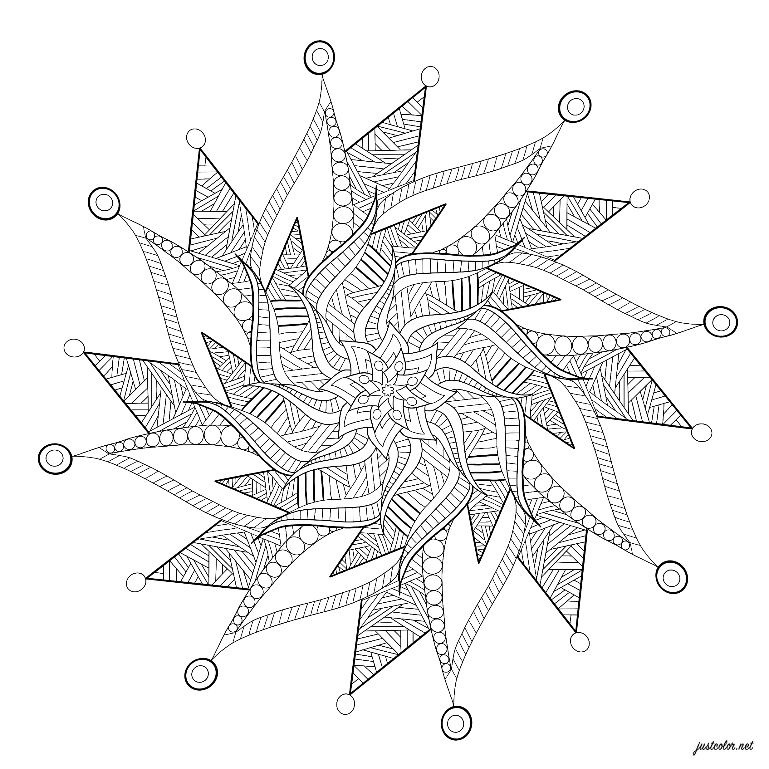 Beruhigend & entspannendes Mandala (Ausmalbild zum Ausdrucken und Ausmalen für Erwachsene)
