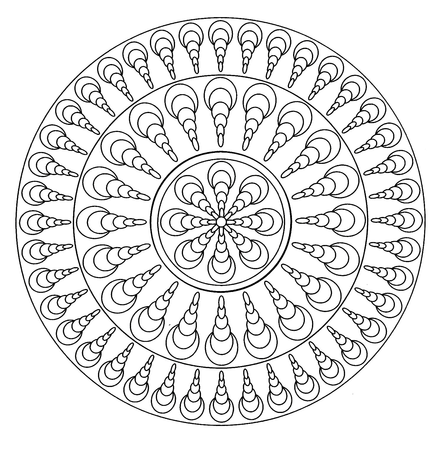 Mandala mit in dieselbe Richtung gerichteten Schalen