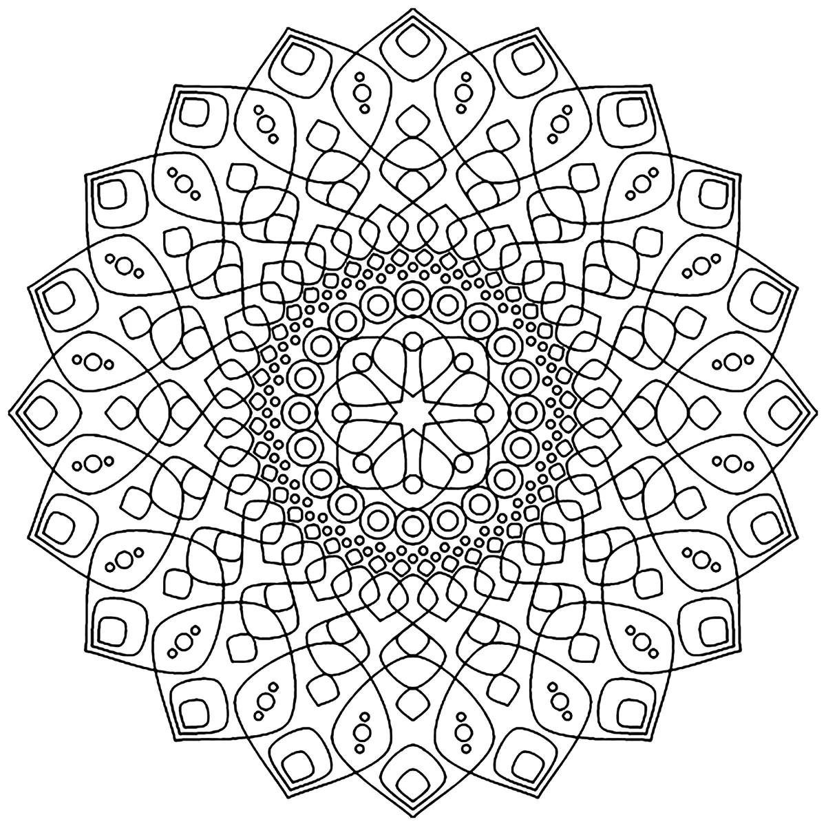 Beruhigendes Mandala (Ausmalbild zum Ausdrucken und Ausmalen für Erwachsene)