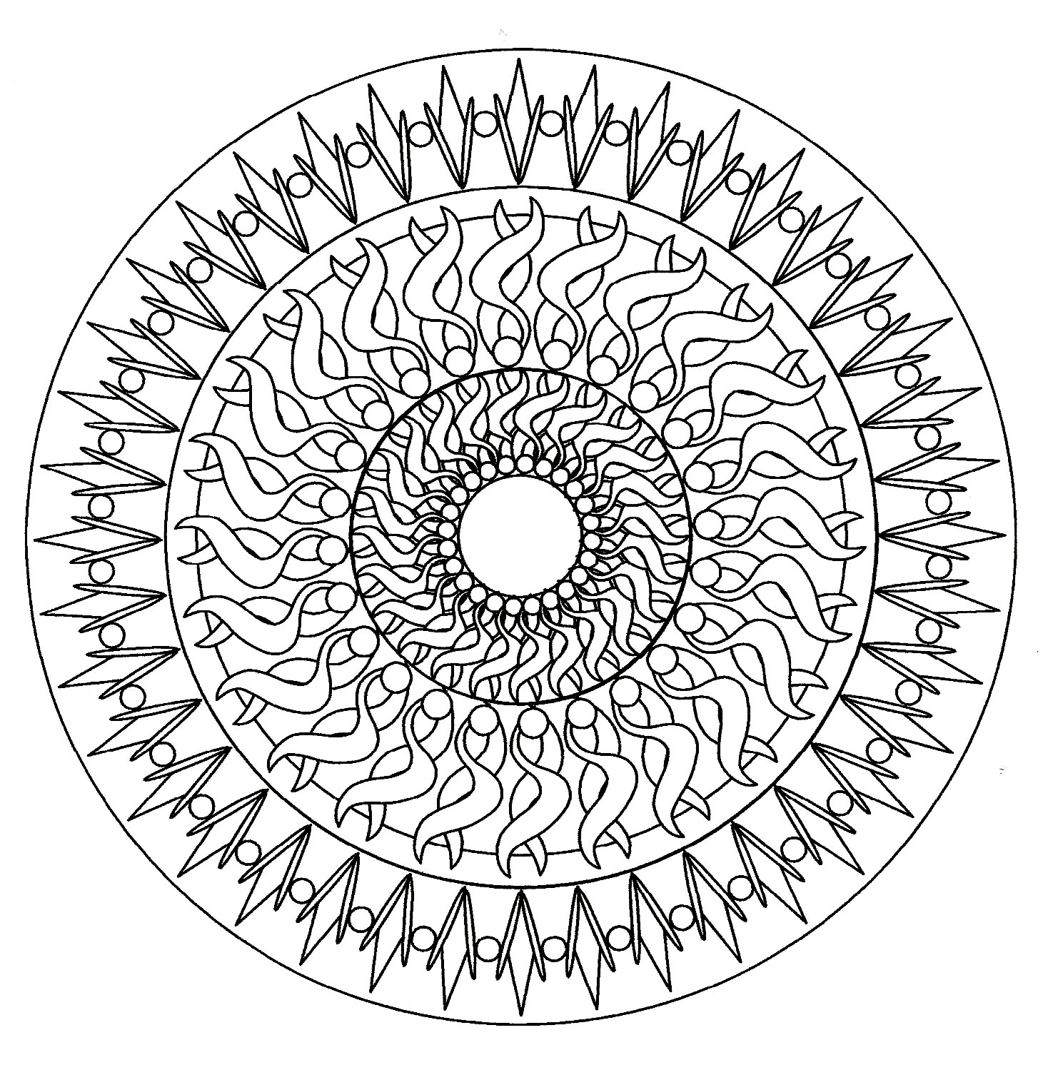 Einfaches Mandala (6) (Ausmalbild) Einfaches Mandala (6) (Ausmalbild zum Ausdrucken und Ausmalen für Erwachsene)