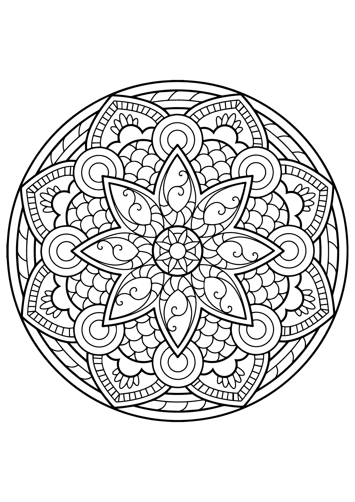 Original Mandala von Free Coloring Buch für Erwachsene