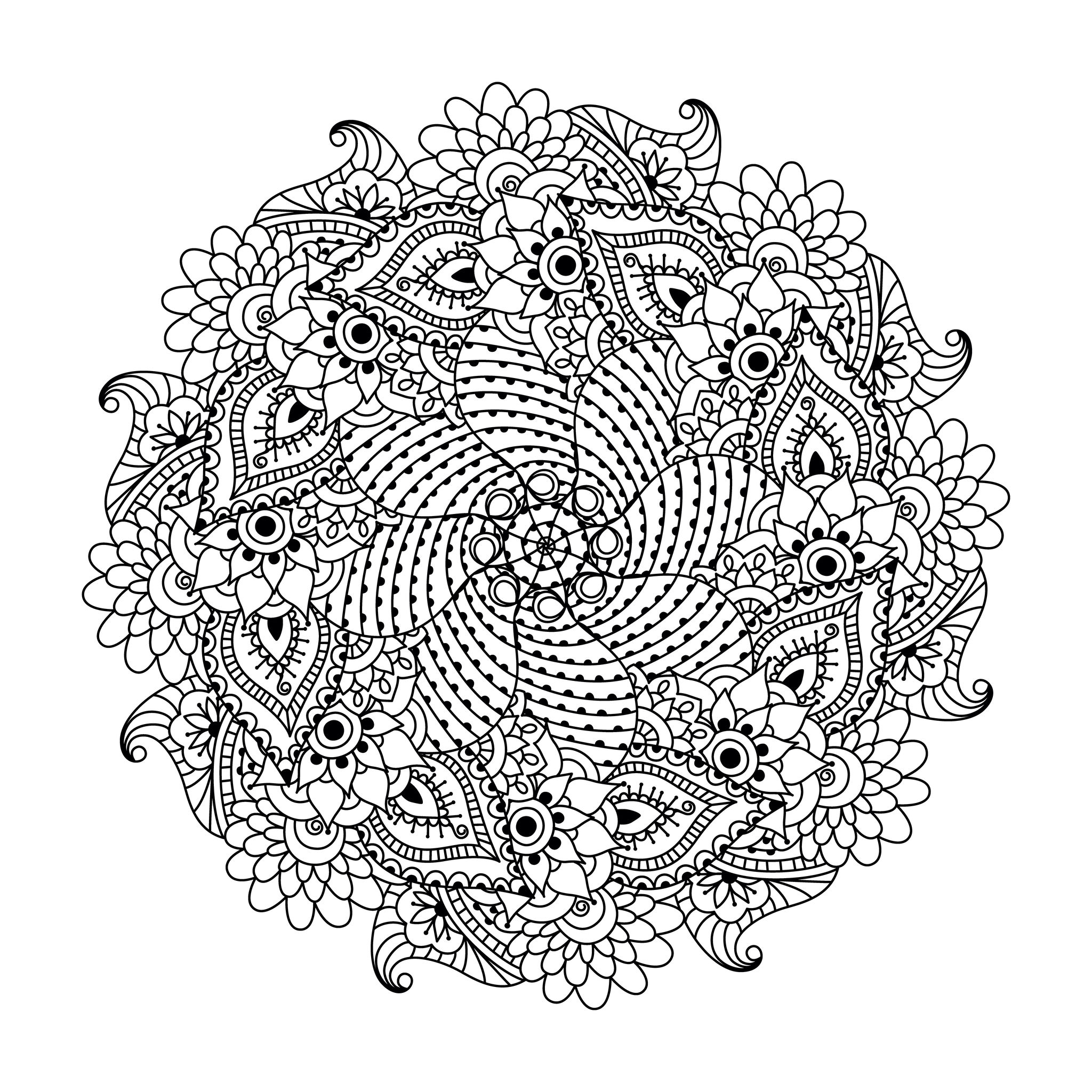 Mandalas-56076 (Ausmalbild) Mandalas-56076 (Ausmalbild zum Ausdrucken und Ausmalen für Erwachsene)