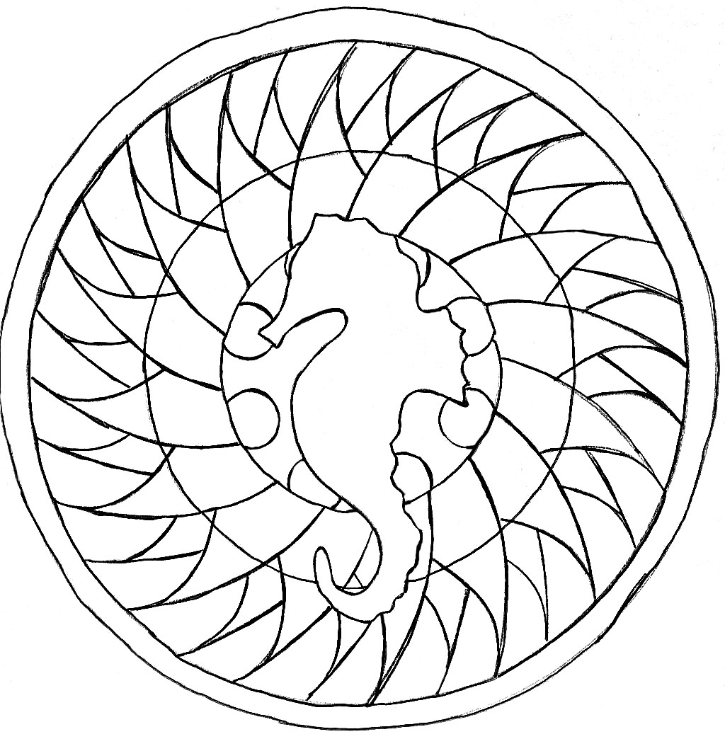 Niedliches Seepferdchen (Ausmalbild von Mandalas) Niedliches Seepferdchen (Ausmalbild von Mandalas zum Ausdrucken und Ausmalen für Erwachsene)