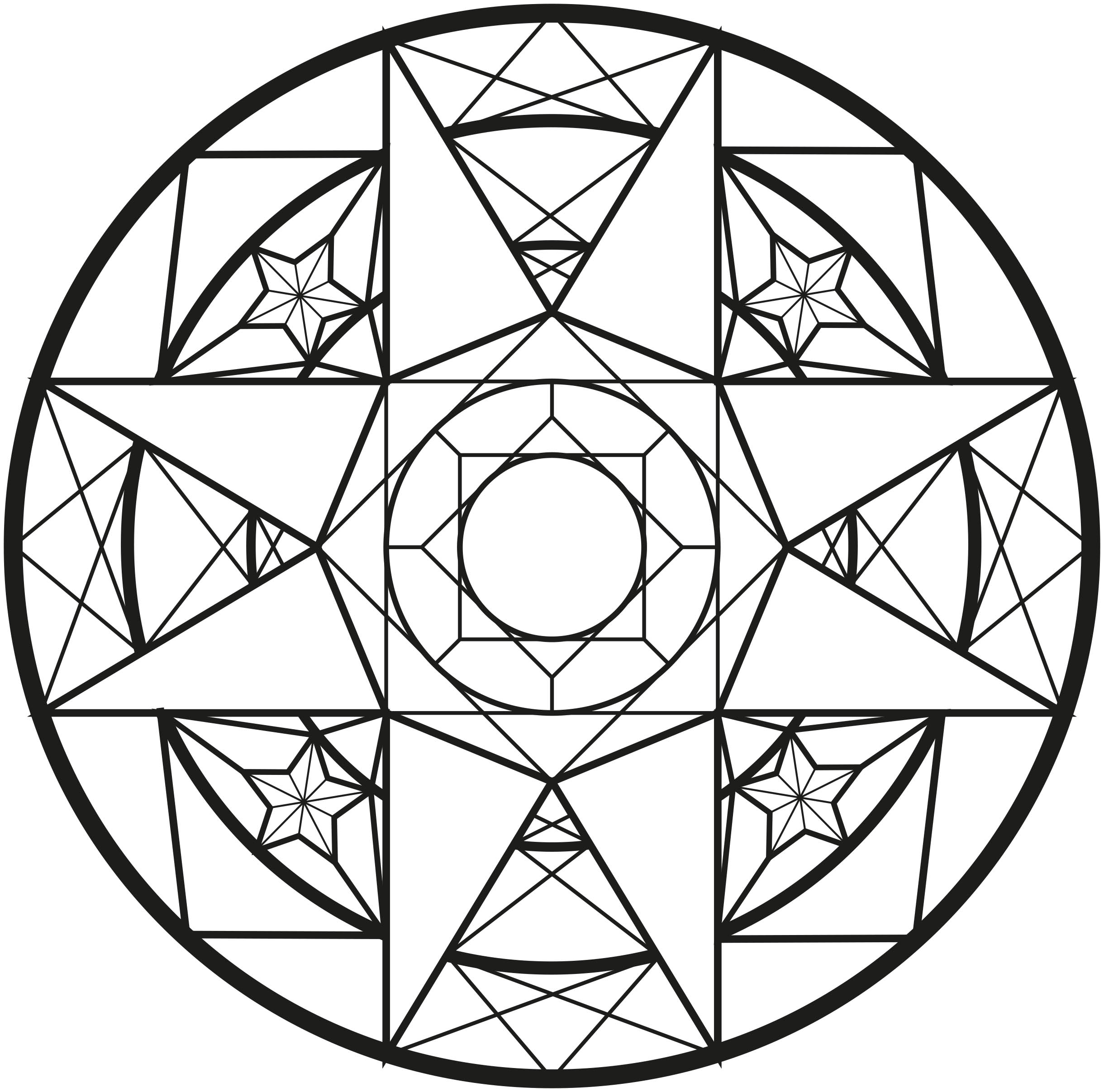 Färben Sie dieses auf Diamanten und Geometrie basierende Mandala und alle seine Details