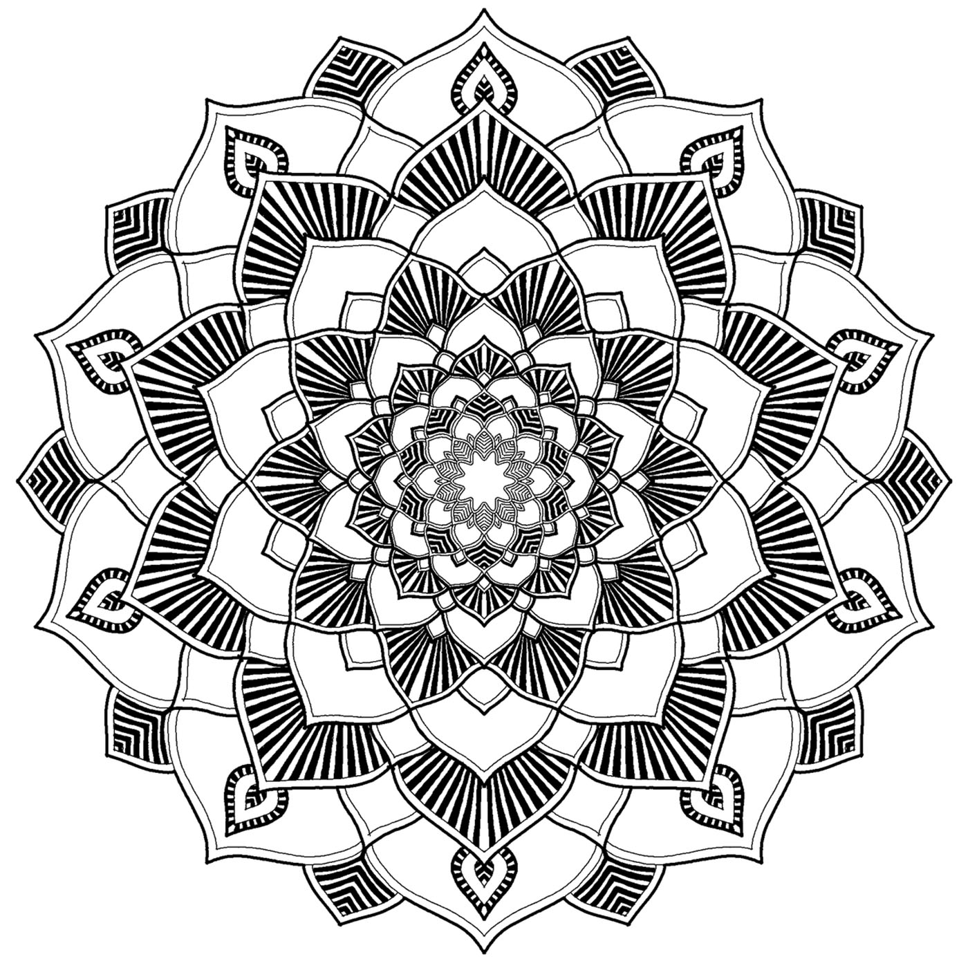 Ein Mandala Malvorlage mit vielen Details, sehr einzigartig, perfekt, wenn Sie kühl und entspannend Färbung Seiten mögen.