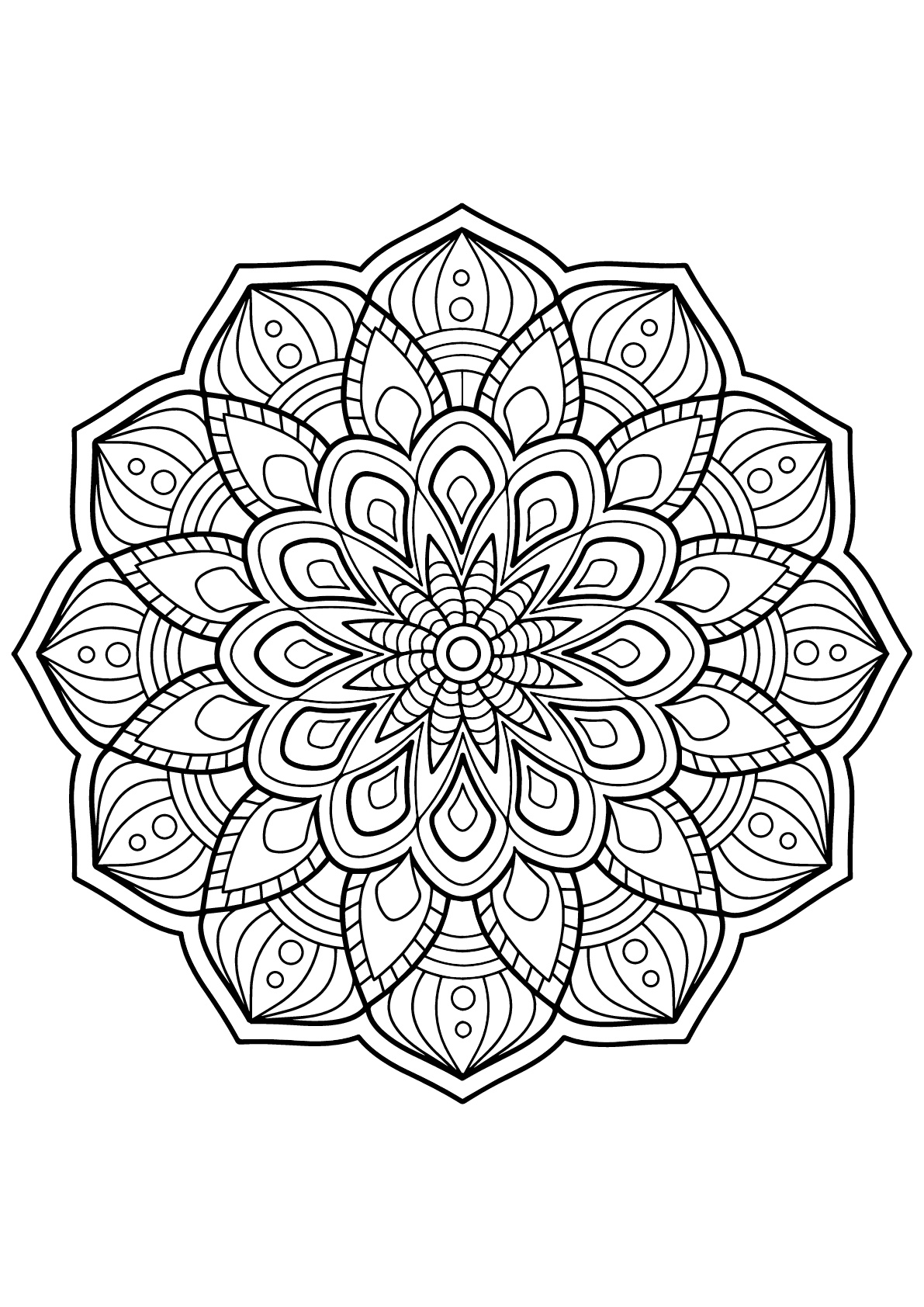 Mandala voller schöner Details aus Free Coloring Book für Erwachsene