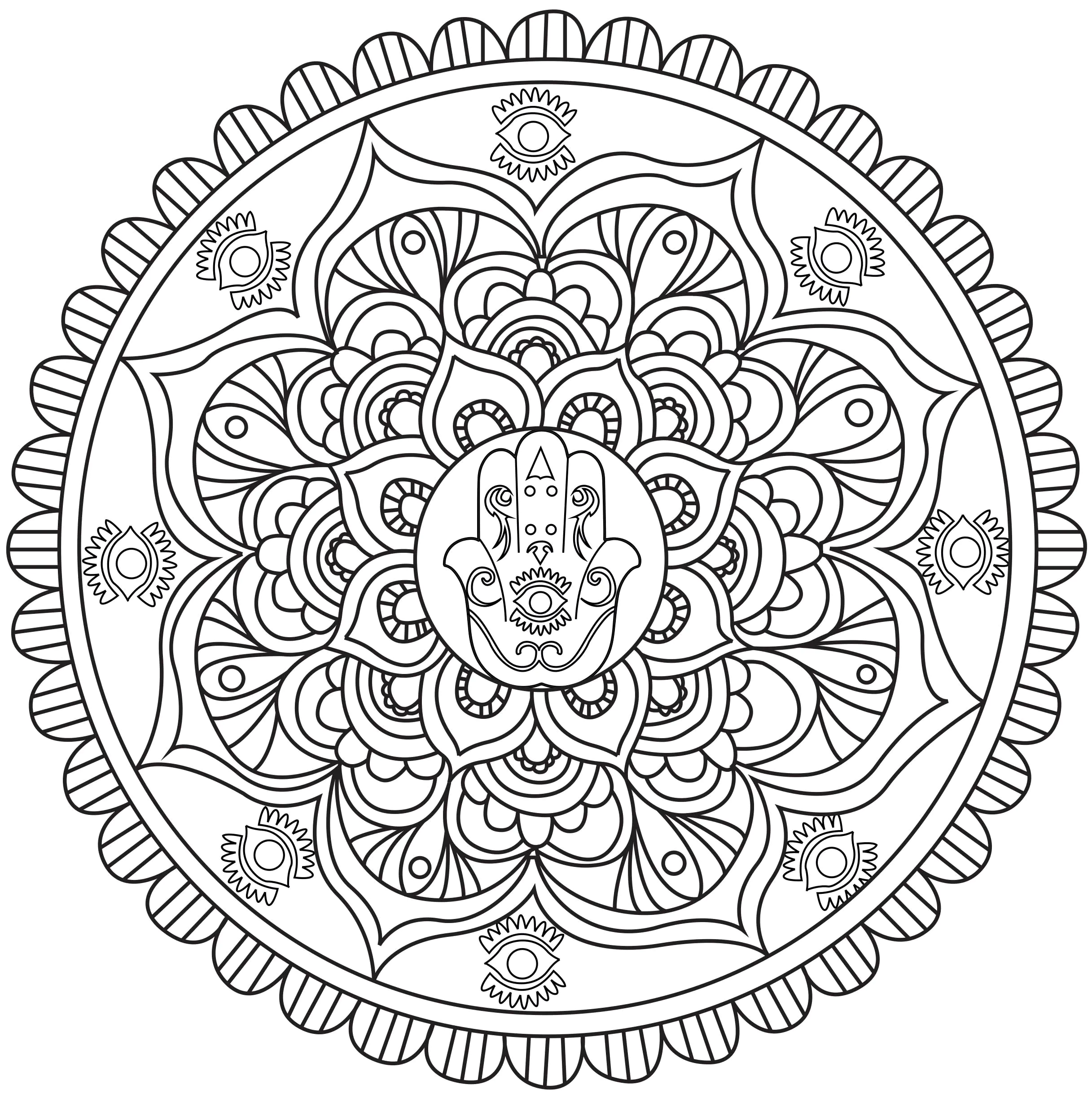Die Hand von Fatma - Khamsa (Ausmalbild von Caillou zum Ausdrucken und Ausmalen für Erwachsene)