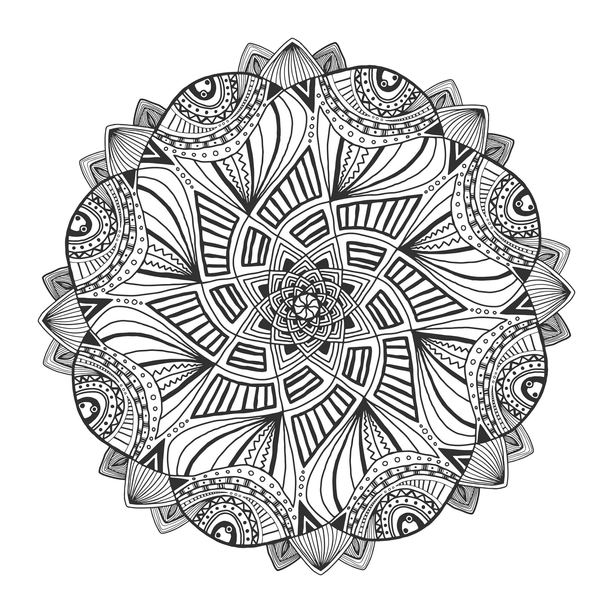 Ornamentales florales Mandala (Ausmalbild zum Ausdrucken und Ausmalen für Erwachsene)