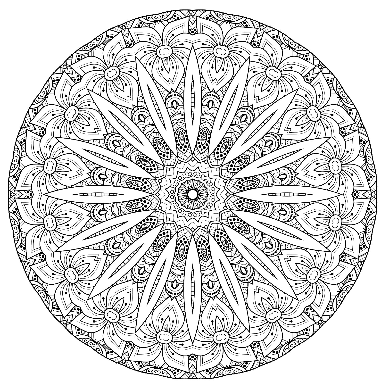 Ein Mandala ziemlich schwierig zu färben, perfekt, wenn Sie kleine Bereiche zu malen, und wenn Sie verschiedene Details, und für diese eine schöne Blumen mögen.