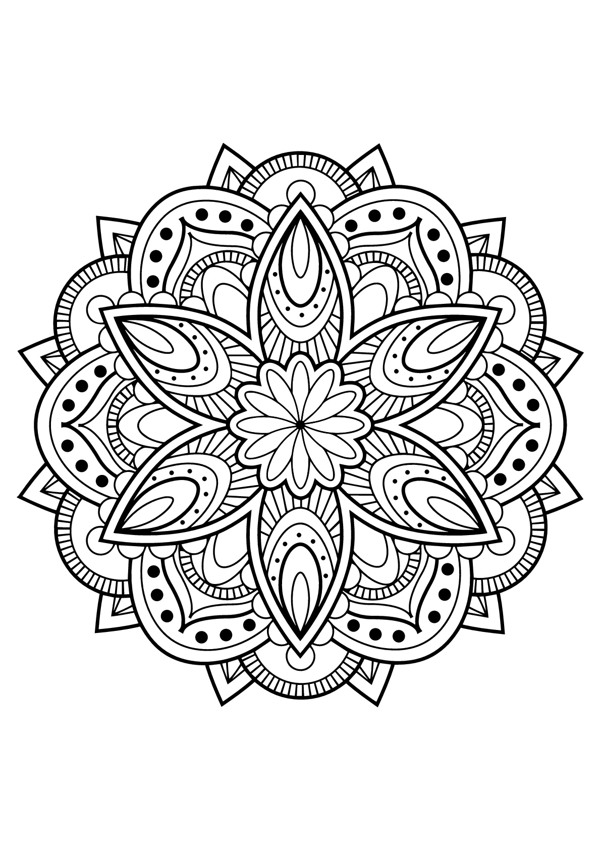 Ausmalbild von : Mandalas-77661 Ausmalbild von zum Ausdrucken und Ausmalen für Erwachsene : Mandalas-77661