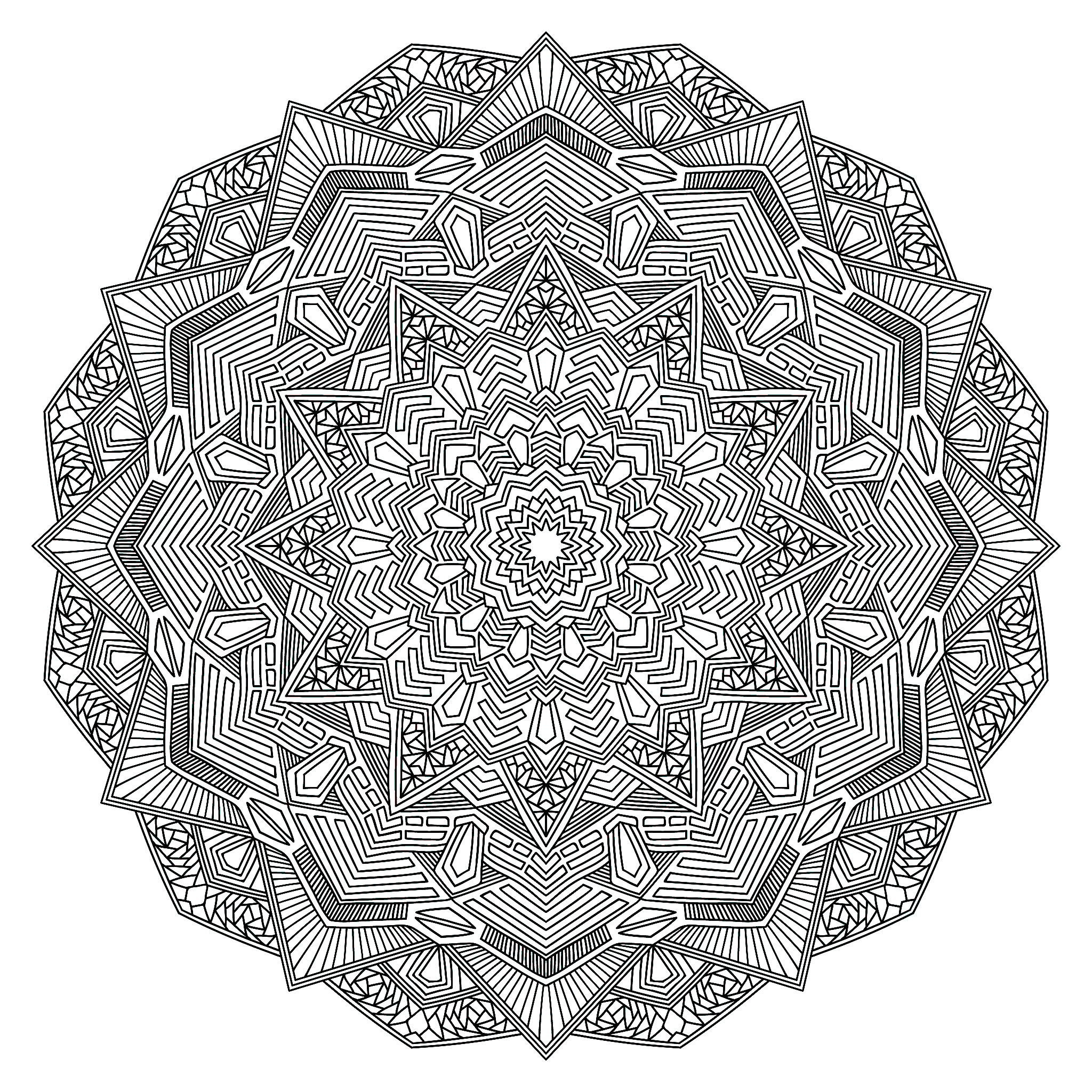 Outline Mandala Blume zum Ausmalen Seite. Komplizierte schwarze Mandala.