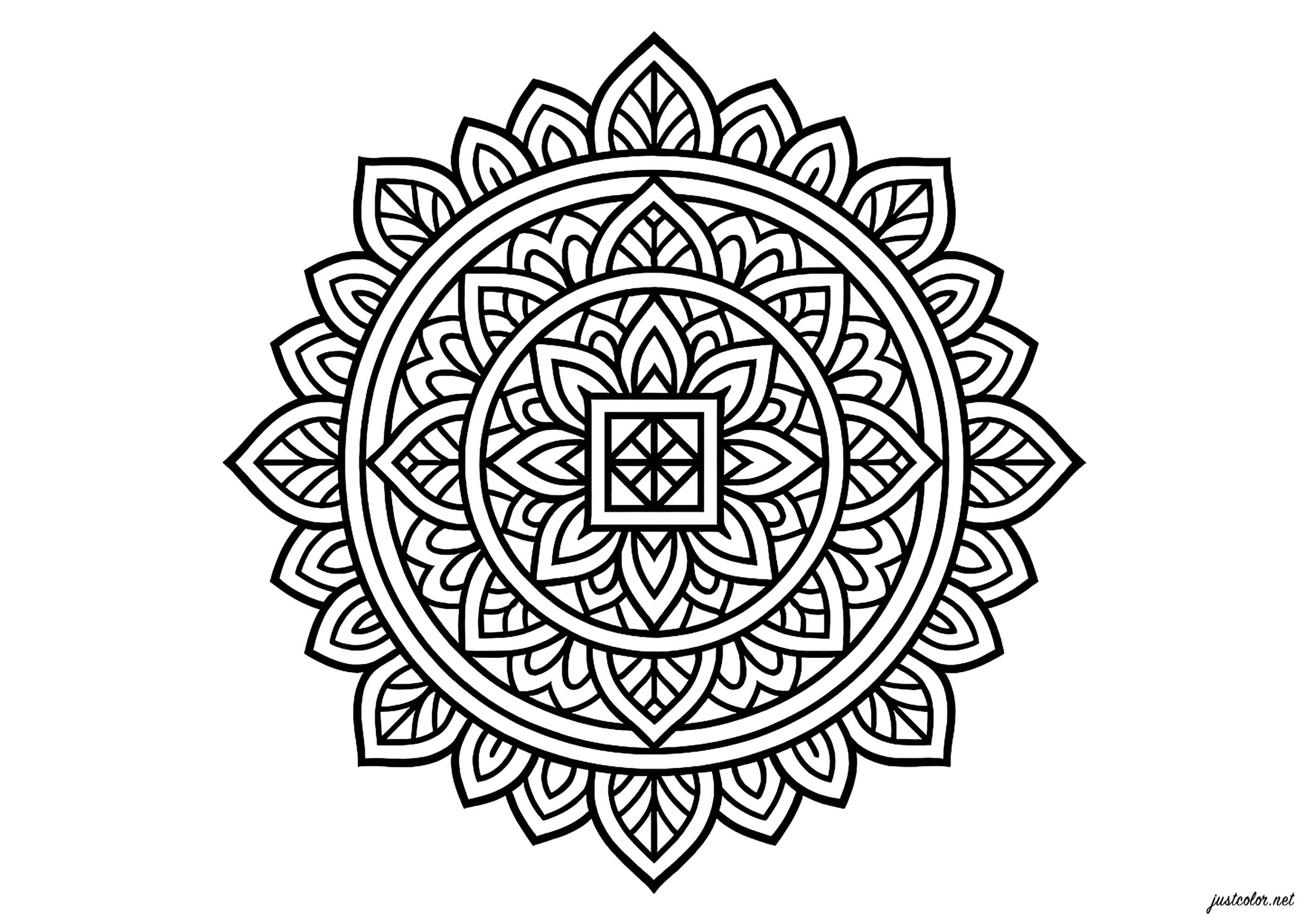 Geometrische Mandalas (Ausmalbild zum Ausdrucken und Ausmalen für Erwachsene)