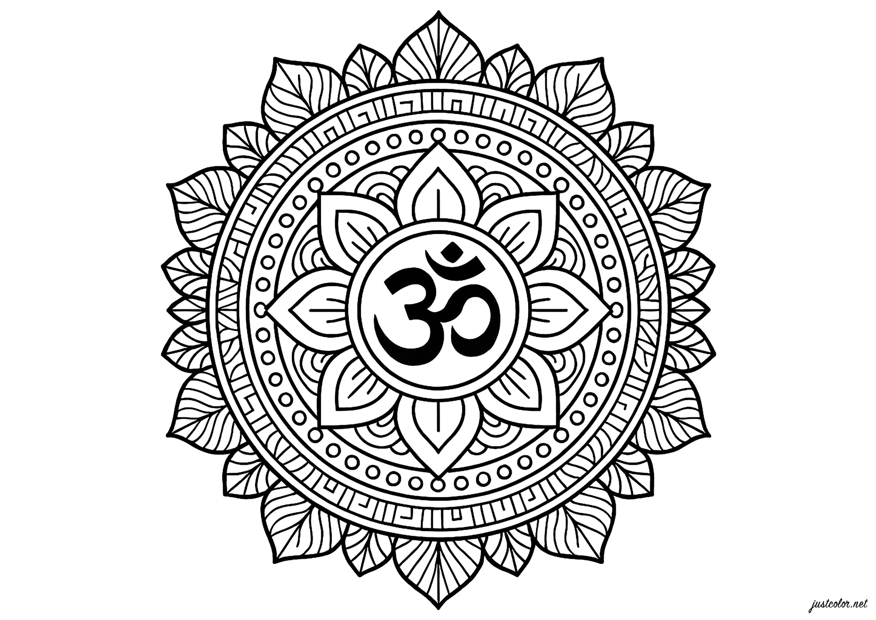 Zen-Mandala für Gelassenheit (Ausmalbild zum Ausdrucken und Ausmalen für Erwachsene)