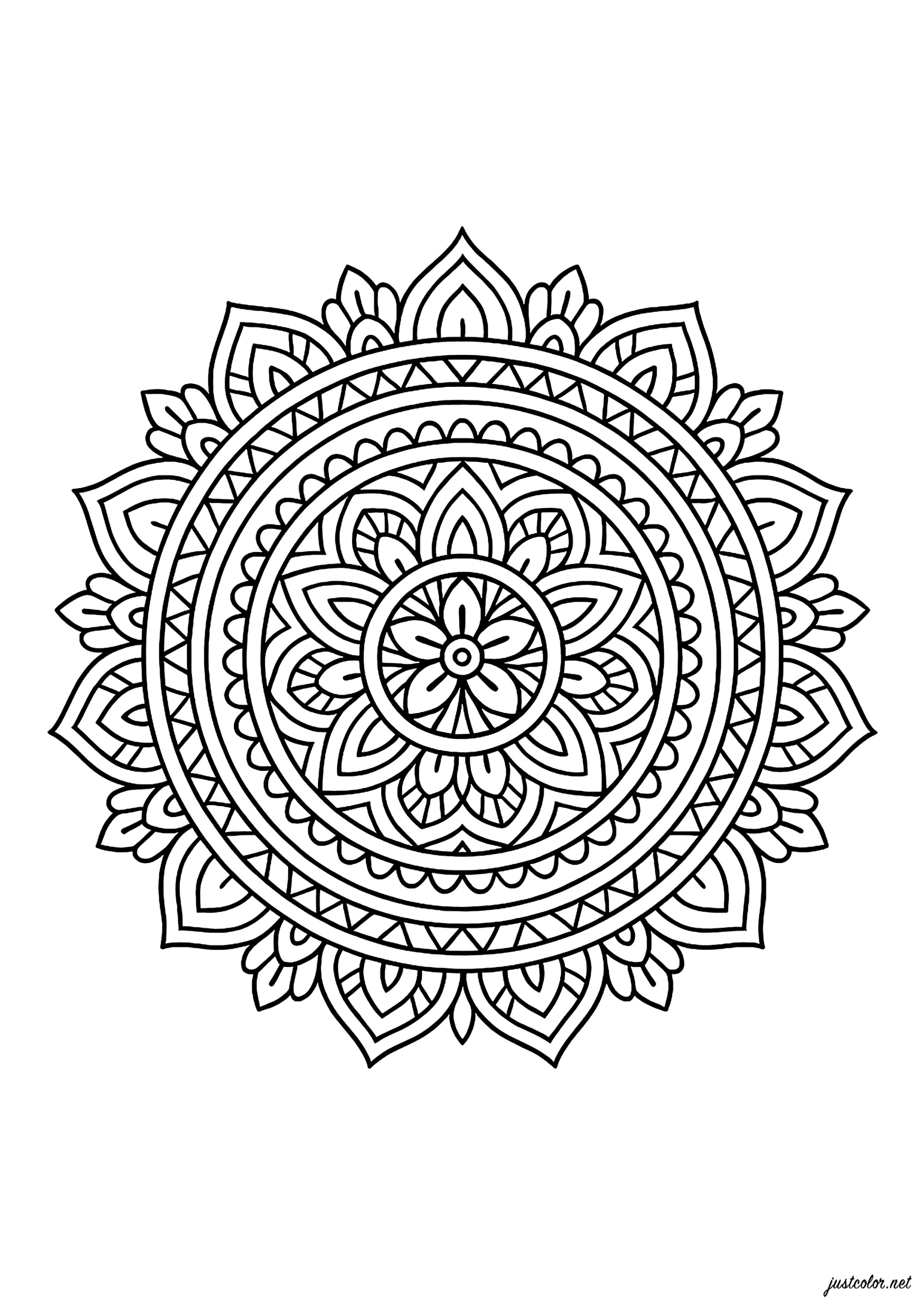 Meditation für Balance (Ausmalbild von Mandalas zum Ausdrucken und Ausmalen für Erwachsene)