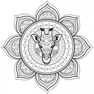 Mandala mit Giraffe (Ausmalbild von Léa)