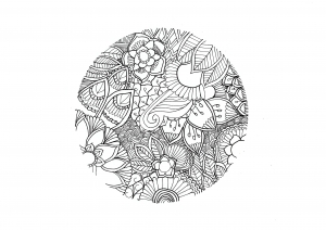 Mandala zum Thema Natur, ohne Umriss (Ausmalbild)