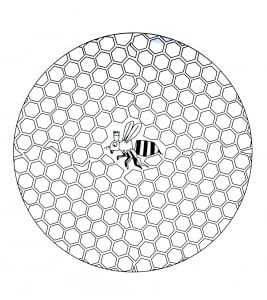 Eine Biene inmitten ihres Bienenstocks . . (Ausmalbild von Mandalas)