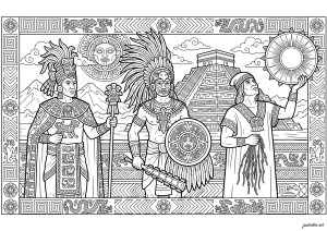 Ausmalbilder von Mayas, Azteken und Inkas zum Ausdrucken und Ausmalen für Erwachsene