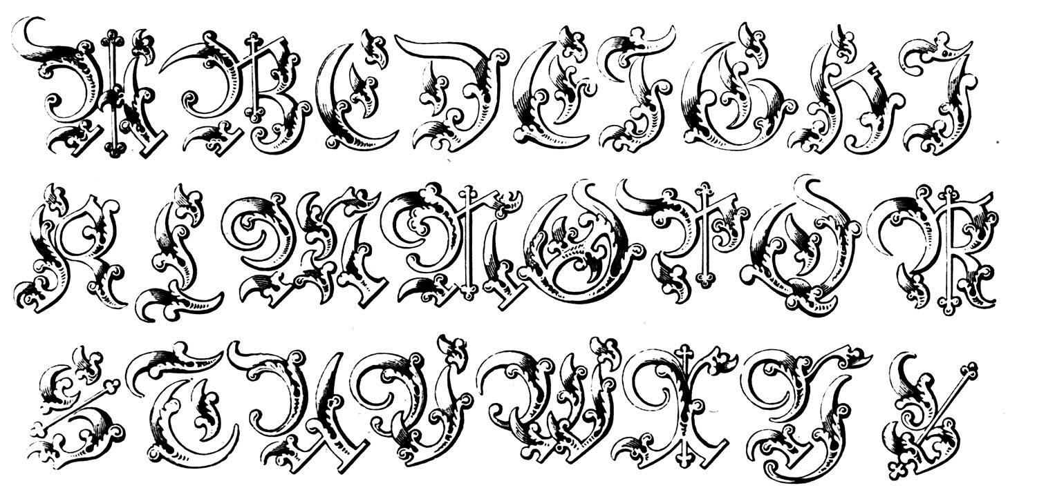 Ornamentales schmiedeeisernes Alphabet (Gravur), eine Rückkehr in die Vergangenheit mit den 26 Buchstaben unseres Alphabets