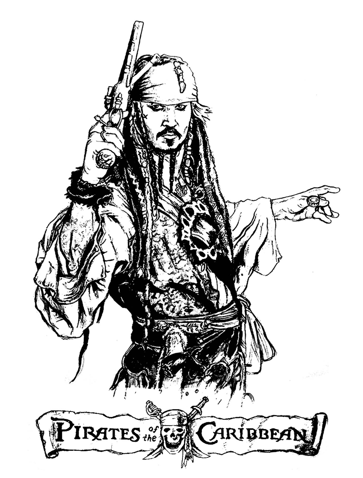 Zeichnung inspiriert von Fluch der Karibik: Jack Sparrow