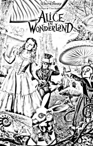 Plakat zum Film "Alice im Wunderland" von Tim Burton (Ausmalbild von Filmplakate)