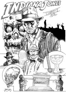 Zeichnung inspiriert von den Abenteuern von Indiana Jones