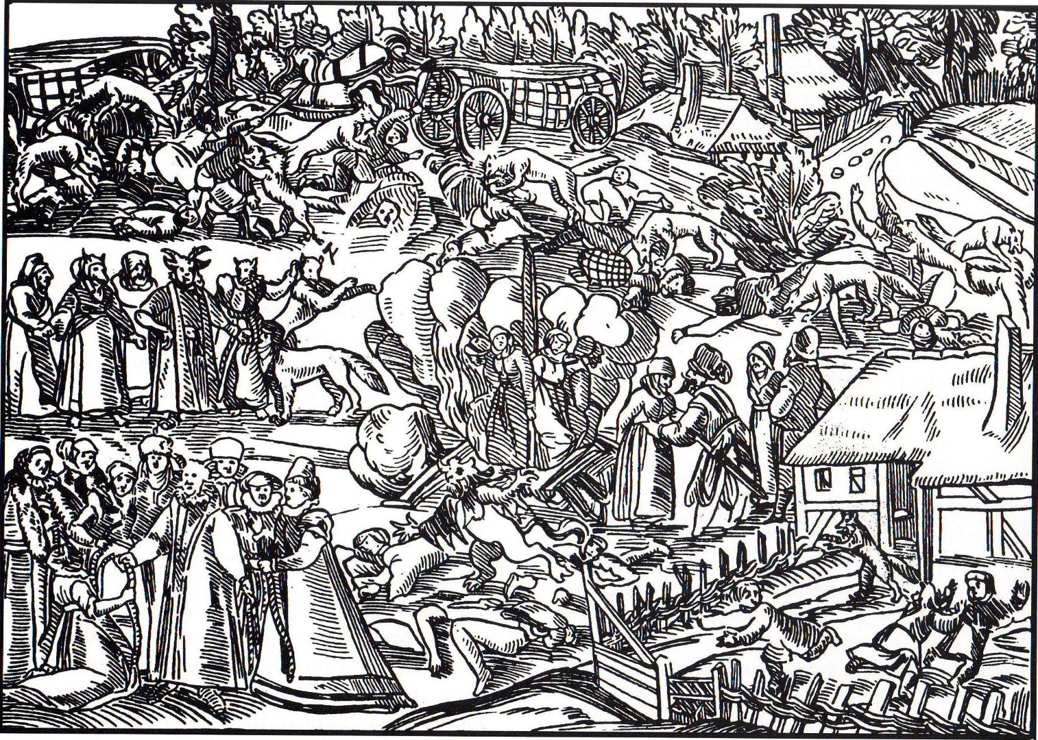 Ausmalbild von valentin : Gravur, die eine Hexensabbat-Szene darstellt Ausmalbild von valentin zum Ausdrucken und Ausmalen für Erwachsene : Gravur, die eine Hexensabbat-Szene darstellt