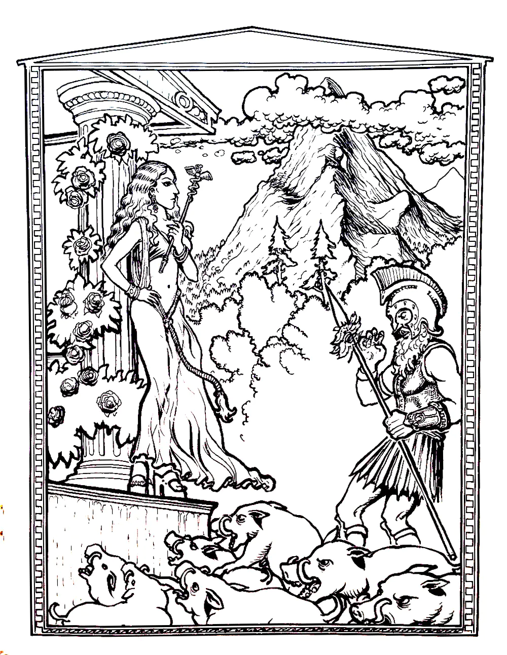 Szene aus der Odyssee von Homer (Ausmalbild von valentin zum Ausdrucken und Ausmalen für Erwachsene)