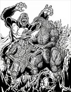 Kong gegen Gamera gegen Godzilla (Ausmalbild von Frank Parr)