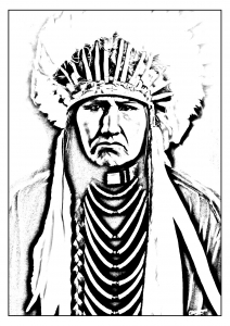 Großer Indianerhäuptling (Ausmalbild von Inder von Amerika)