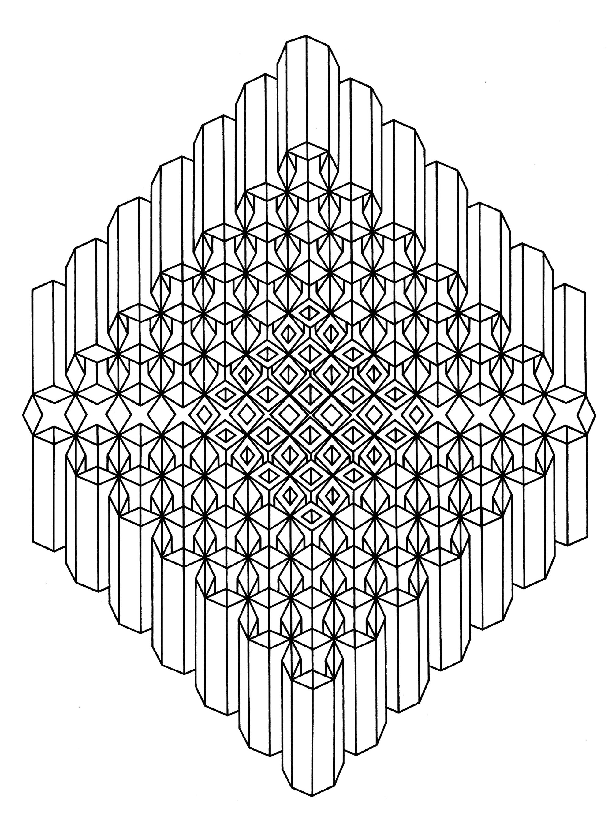 Tolle Schwarz-Weiß-Zeichnung zum Ausmalen (Op Art)