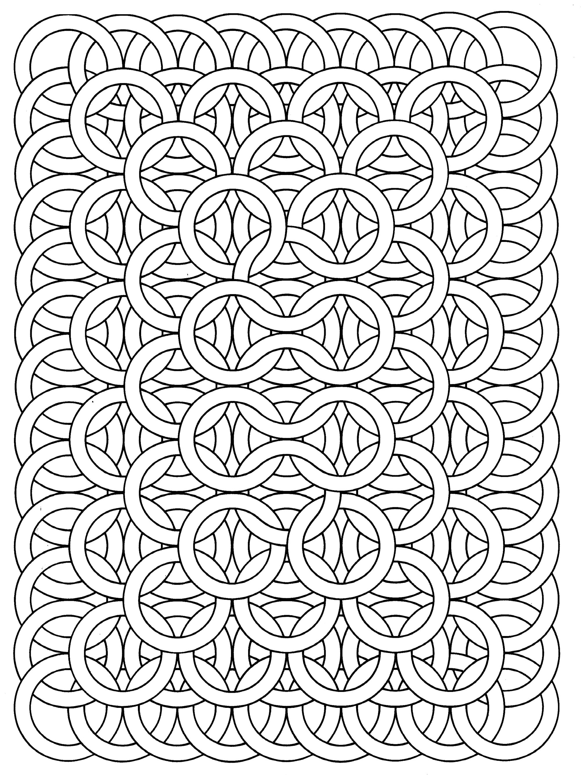 Optisches Ringweben (Ausmalbild von Op Art zum Ausdrucken und Ausmalen für Erwachsene)