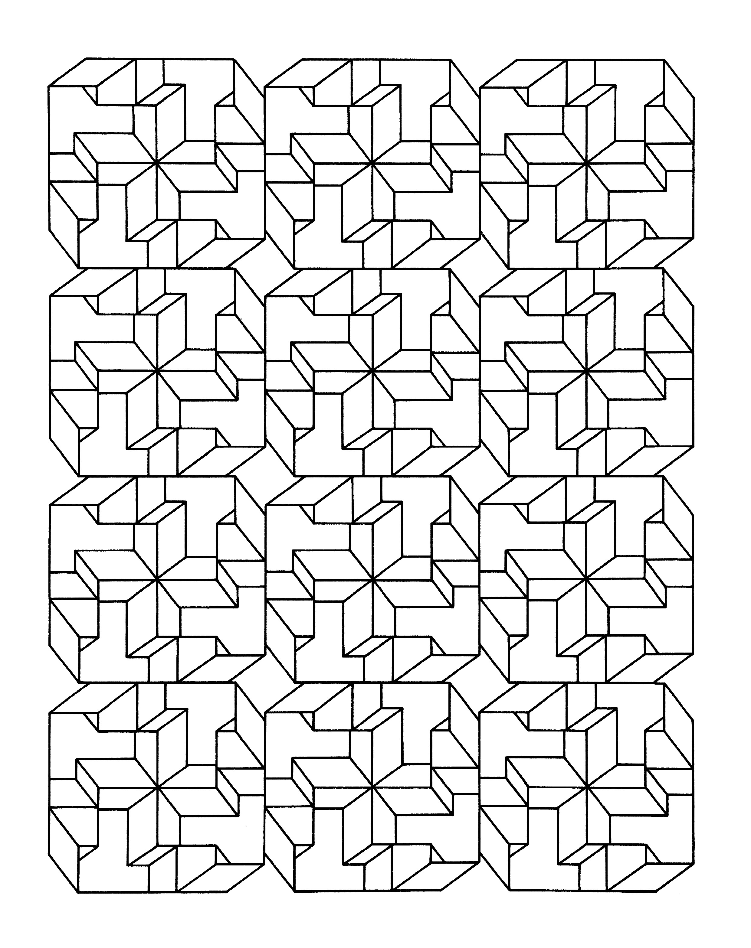 Eine weitere optische Täuschung zum Ausdrucken & Ausmalen (Op Art)