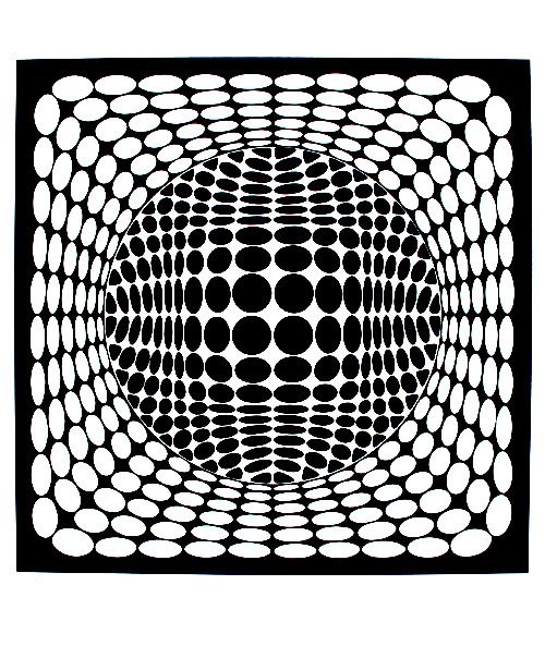 Schwarz-weiße optische Täuschung (Ausmalbild von Op Art zum Ausdrucken und Ausmalen für Erwachsene)