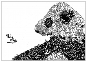 Panda aus Blättern (Ausmalbild)