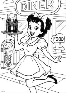 Pin-up der 50er Jahre - 1 (Ausmalbild)