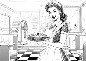 Pin-up der 50er Jahre - 1 (Ausmalbild)
