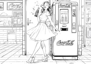 Pin-up der 50er Jahre - 1 (Ausmalbild)