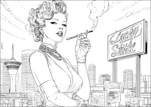 Pin-up der 50er Jahre - 1 (Ausmalbild)