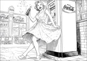 Pin-up der 50er Jahre - 1 (Ausmalbild)