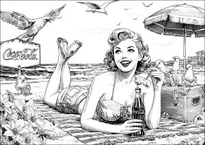 Pin-up der 50er Jahre - 1 (Ausmalbild)