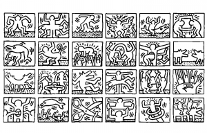 Diverse Werke von Keith Haring (Ausmalbild von Pop art)