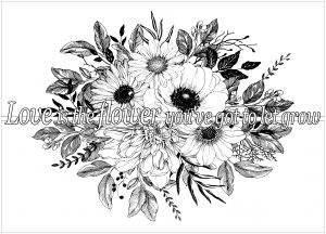 Die Liebe ist die Blume, die man wachsen lassen muss (Frühlingsblumen) (Ausmalbild von Zitate)
