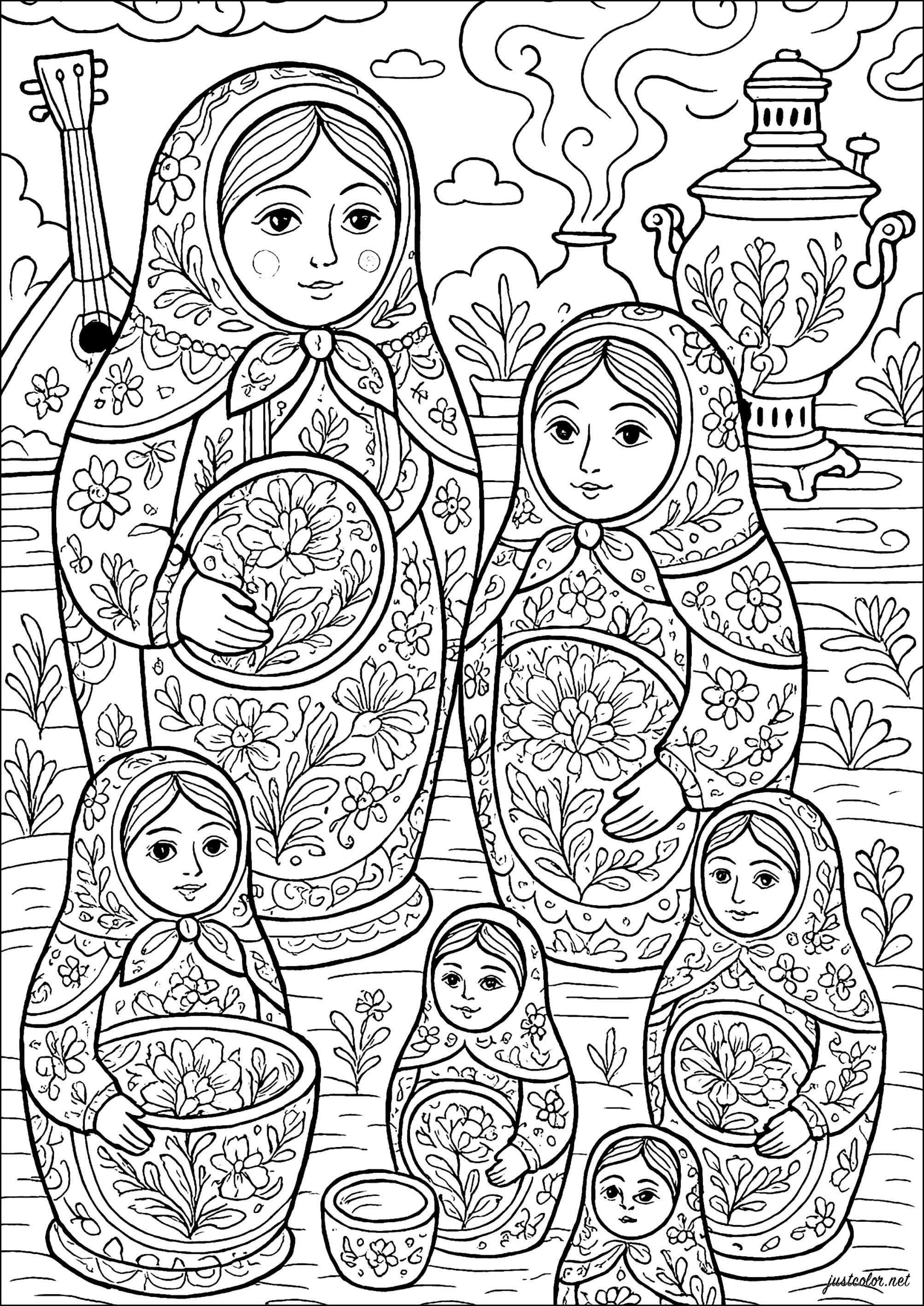 Russische-puppen-90913 (Ausmalbild von Russische Puppen zum Ausdrucken und Ausmalen für Erwachsene)